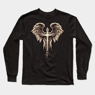 Vintage Cross Angel Wings Long Sleeve T-Shirt